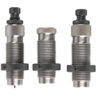 Three metal threaded cylinders with knurled rings arranged in a row, likely industrial connectors or adapters.