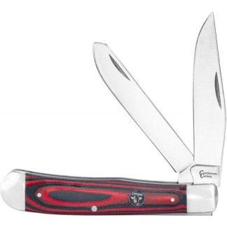 ABKT Cattleman Trapper Cowhand Knife 2 Blades Red