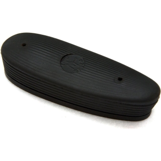 Black rubber flip-flop sole with horizontal grooves and a circular embossed logo in the center