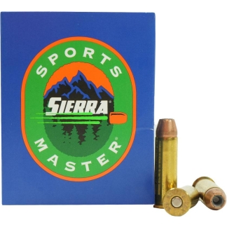 Blue Sierra Sports Master ammunition box with brass shotgun shells beside it, showcasing the logo and mountain design.