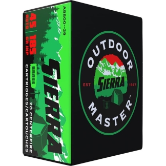 Black product box with a green side panel, circular Outdoor Master Sierra logo, and mountain graphics suggesting outdoor gear.