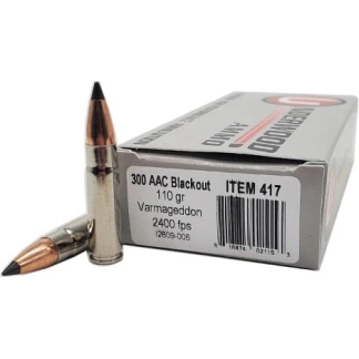 Underwood Ammo Varmageddon Rifle Ammunition 300 Blackout 110gr PT 2400 fps 20/ct