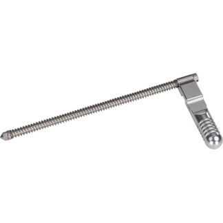 Long metal tool with a spiraled, screw-like shaft and a spring-loaded, ball-end handle.