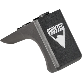 GrovTec black mounting accessory with curved grip and rail slots.