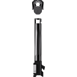 Black, futuristic handheld tool with a circular ring at the top and a long, ribbed shaft; a sleek, precision-instrument look.