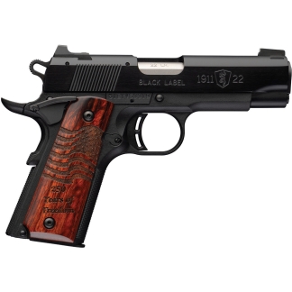 Black semi-automatic pistol with dark metal finish and brown wood grip engraved '250 Years of Freedom'.