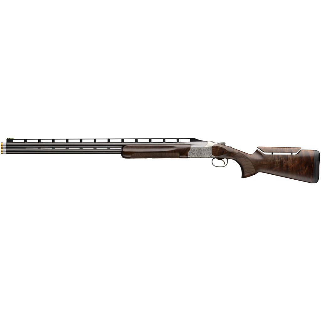 1211375_2 | ATFirearms Double-barrel shotgun with a wood stock and engraved silver receiver, pointing to the left.
