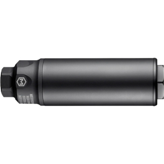 CNC milling tool holder (cylindrical metal chuck) with hex end and logo on the left edge