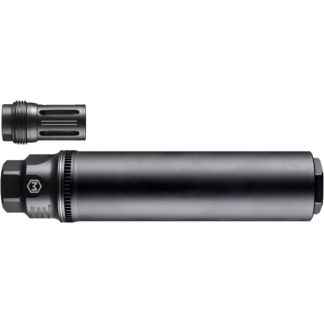 Shotgun microphone with a separate capsule accessory on the left for directional audio capture