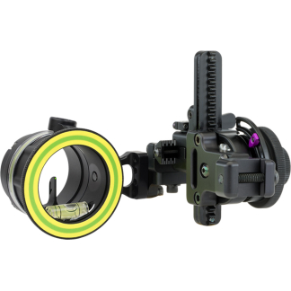 Macro photography lens with a bright yellow-green circular LED ring light mounted on a stabilization rig