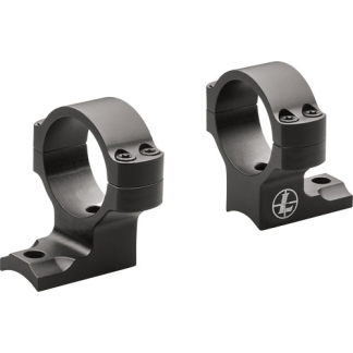 Pair of black rifle scope rings with base mounts and screws, shown from slightly different angles on a white background.