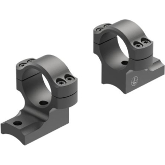 Two gray double-ring scope mounts with bases, shown from an angled perspective.