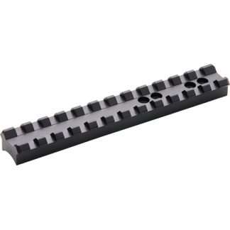 Black Picatinny rail segment with evenly spaced ridges for mounting accessories on firearms