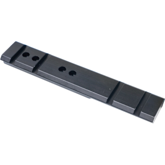 Black rectangular plastic mounting rail with three central holes and raised end blocks/caps on each side.