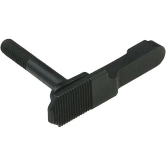 Black metal tool with a threaded bolt on one end and a ribbed clamping jaw, likely a fastener/adjustment tool piece.