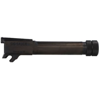 SIG SAUER pistol barrel extension/muzzle device with knurled end and 9mm x 19 marking