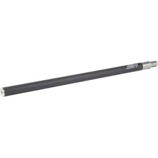 Long black cylindrical rod with metal ends, photographed diagonally on a white background.