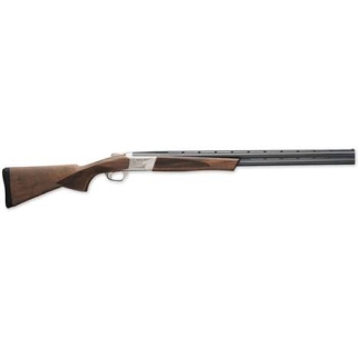 Side view of a double-barrel shotgun with a wooden stock and long metal barrels, ready for hunting. Apologies, ensure safe handling.