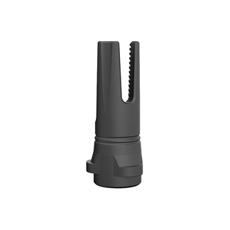 Black plastic clamp or adapter with serrated interior surface and a round base collar.