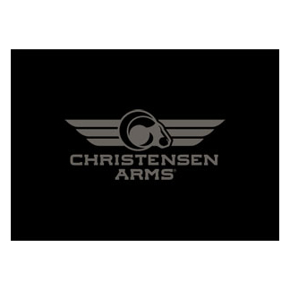 Christensen Arms logo featuring stylized wings and a horse head on a black background.