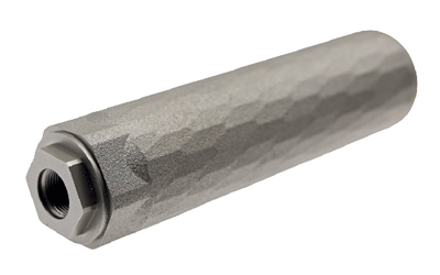 DD06-140-16309_1 | ATFirearms Knurled metal cylindrical adapter with internal threading on one end and a hexagonal nut at the outer end.