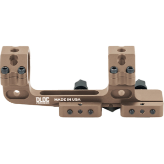 DLOC Precision two-ring scope mount in brown finish with Picatinny base, made in USA.
