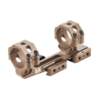 Tan firearm scope mount with two rings on a Picatinny-style rail, labeled 'ILOC Made in USA'.