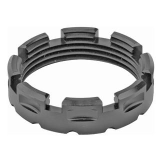 Circular black ring with evenly spaced rectangular tabs around the outer edge, hollow center.