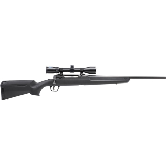 Black bolt-action sniper rifle with a mounted scope, shown in profile on the right side.