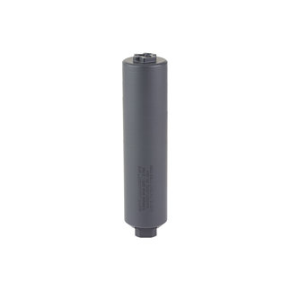 Gray cylindrical capacitor with end terminals for electronic circuits