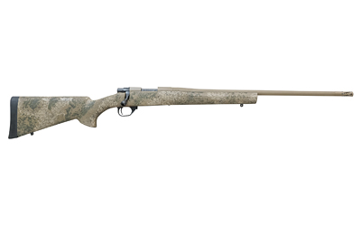 HOWHFN243PR_1 | ATFirearms Camouflage-pattern bolt-action hunting rifle in profile with a long barrel