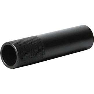 Black cylindrical tube with a knurled grip near one end, hollow interior visible at the opening.
