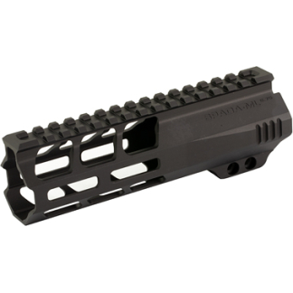 Black rifle handguard with multiple M-LOK slots and a top Picatinny rail for accessory mounting