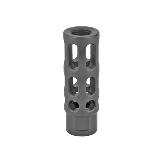 Gray plastic cylindrical spacer with rectangular cutouts and threaded interior at the top outer ring relevant for attachment.