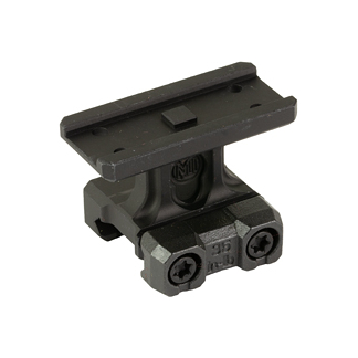 Fold-down rear iron sight for a rifle, mounted on a rail system.