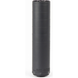 Black cylindrical object with horizontal ridge sections standing upright on a white background, viewed from the side.