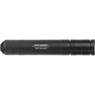 Close-up of a black rifle scope tube with textured rings and white Griffin Armament engraving along the body.