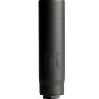 Close-up of a matte black cylindrical tube with subtle horizontal grooves and a faint pattern near the bottom against a white background.