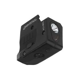 Compact black Nightstick tactical weapon light with integrated mounting rail for firearm use.