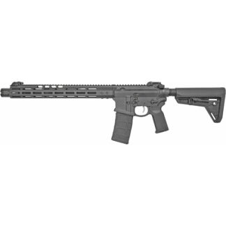 Semi-automatic rifle with a long rail system, adjustable stock, pistol grip, and a detachable magazine.