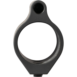 Gray metal circular ring clamp with a top mounting hole and a threaded bottom stud, shown in close-up