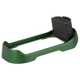 Green plastic U-shaped clamp with a black foam pad on top