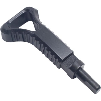 Black plastic-handled bit adapter with a square drive tip for power tools (tool accessory). It has a ribbed grip along the shaft for easy handling.