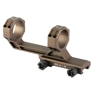 Bronze rifle scope mount with two ring clamps on a rail, ready to attach a scope to a rifle.
