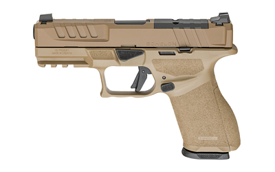 SPEC9409FLC-U_1 | ATFirearms Tan semi-automatic pistol shown in profile with textured grip and accessory rail on top/side surface, left side view.