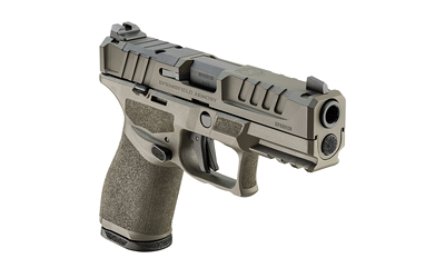 SPEC9409GLC-U_3 | ATFirearms Tan tactical handgun with a textured grip and accessory rails, isolated on a white background.