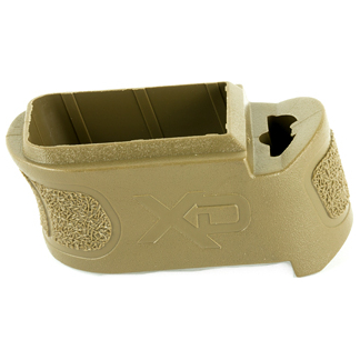 Desert tan polymer firearm accessory part with a hollow rectangular body and textured side surfaces.