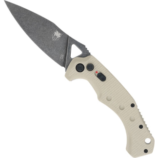 COBRATEC RYKER AUTO FOLDER - 3.75" TAN/BLACK STNWSH D2 BLD