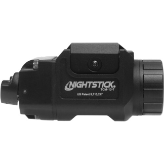 Nightstick TCM-10-T compact weapon-mounted optic with lens at left and adjustment dial at right.