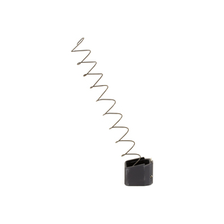 Coiled metal spring attached to a small dark rectangular base.